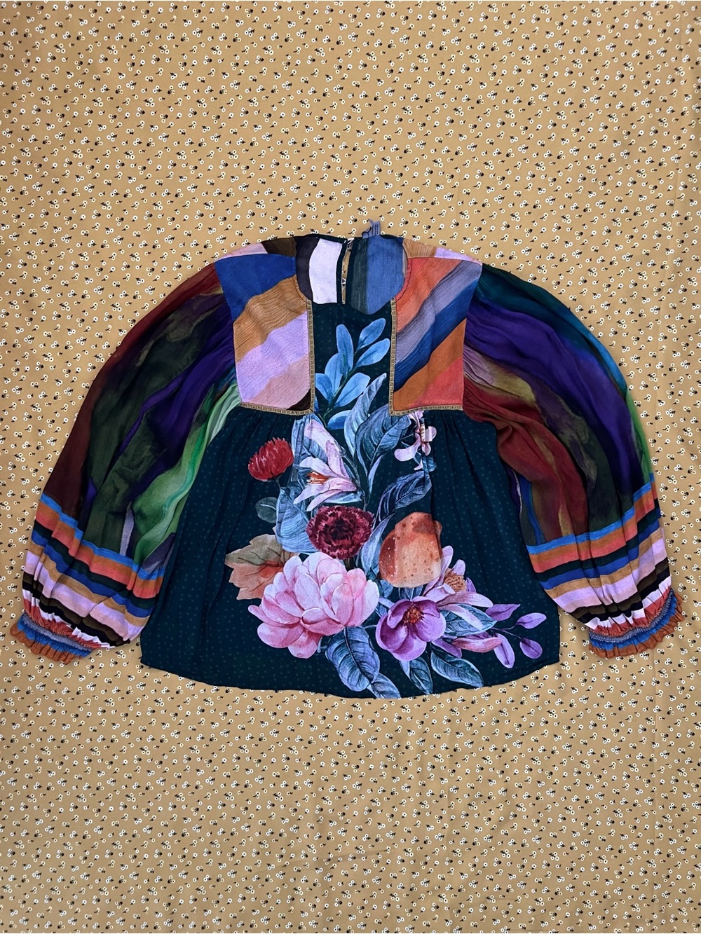 Bl^nk London x Anthropologie Miranda Peasant Multicolor Floral Blouse